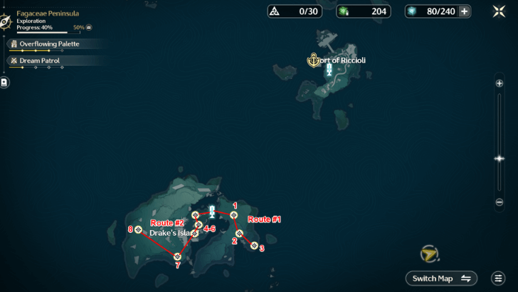 Eternal Radiance Farming Route - South Riccioli Islands