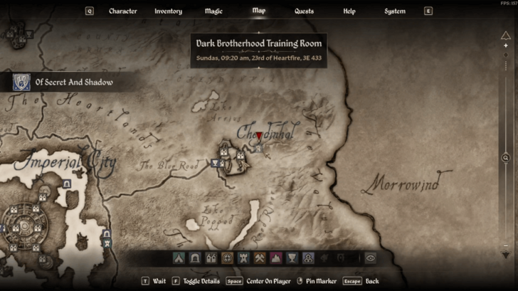 Of Secret and Shadows Starting Location Map