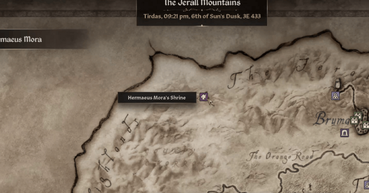 Hermaeus Mora Daedric Quest Starting Location Map