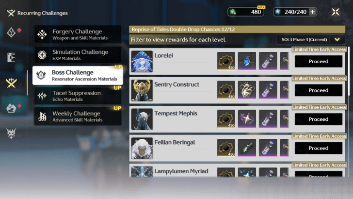 Wuthering Waves Materials Gained Through Challenges