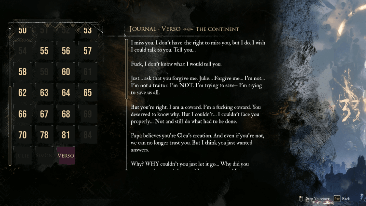 Verso’s Journal entry