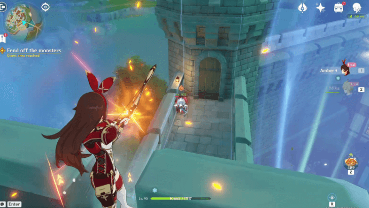 Genshin - Amber and Mika at the City Walls