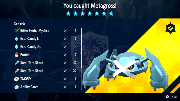 Pokemon SV - Metagross Tera Raid Event Rewards