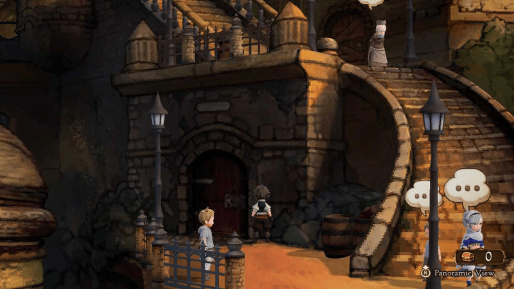Bravely Default 2 - Boat Lender on Stairs Next to Store