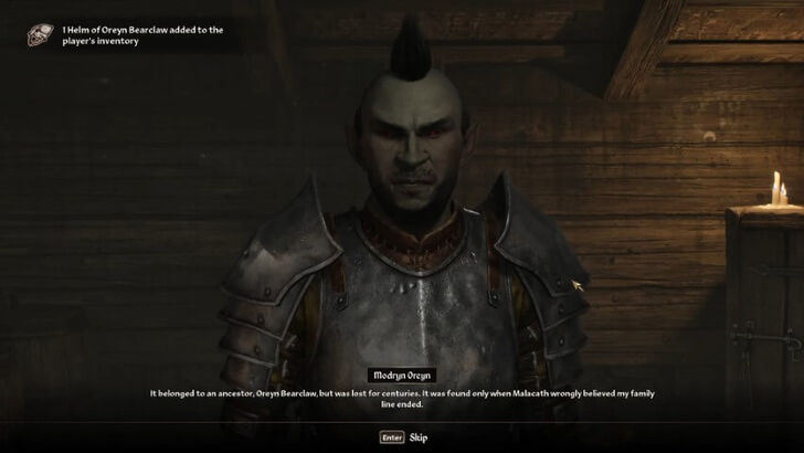 TES IV Oblivion Helm of Oreyn Bearclaw Reward