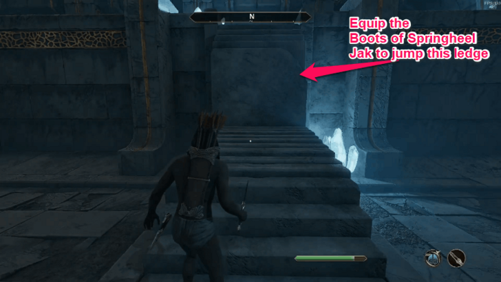 Equip the Boots of Springheel Jak to Jump the Gap