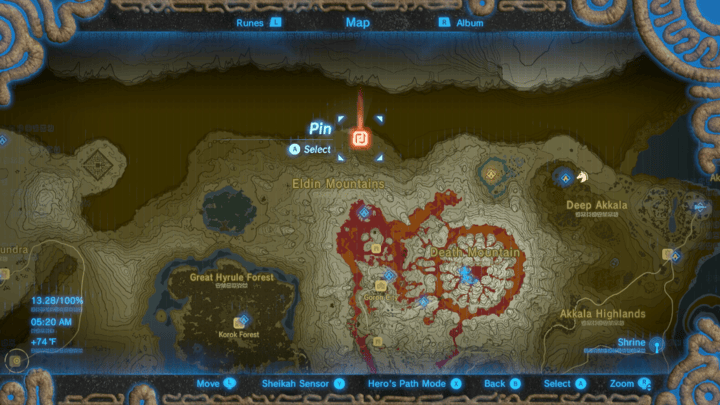 The Legend of Zelda Breath of the Wild (BotW) - Eldin Great Skeleton Location