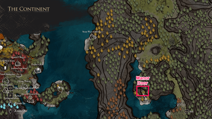 Manor Door Southeast of Stone Wave Cliffs Cave Map View