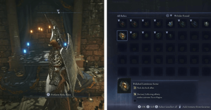 Equip Relics at the Relic Rites