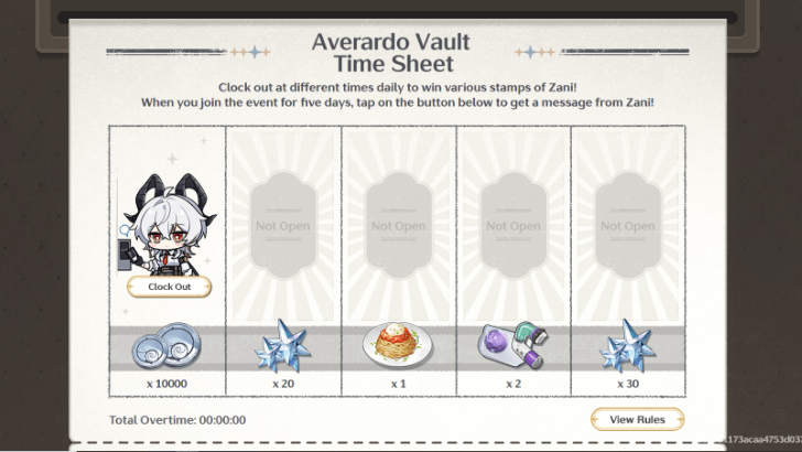 Zani Clock Out Web Event - Timesheet