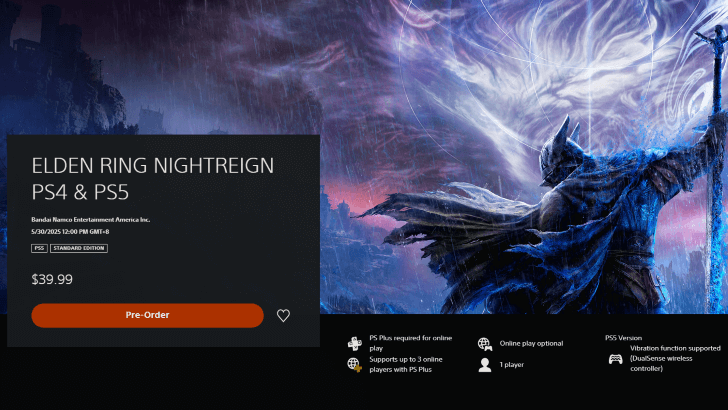 Elden Ring Nightreign Supports PS4 Version at Launch