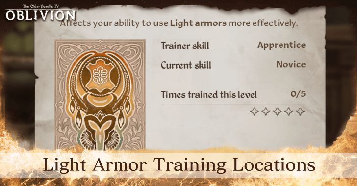 The Elder Scrolls IV Oblivion - Light Armor Training Locations