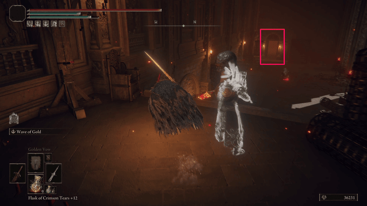 Enter the room at the end of the hall