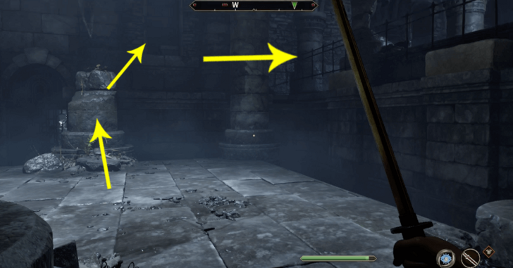 11 Jump on top of the broken column then jump on the ledge and jump on the railing.png