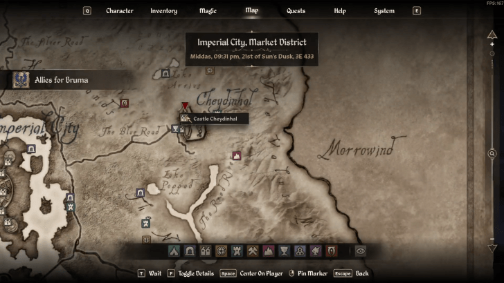 The Wayward Knight Starting Location Map