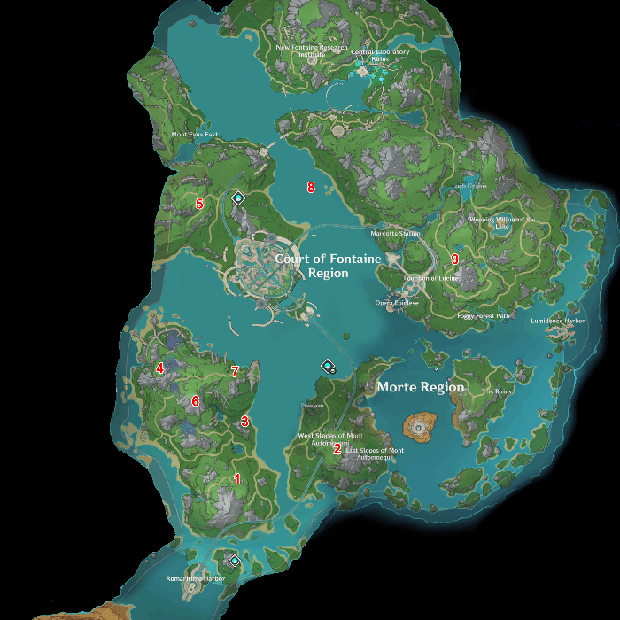 Genshin - Fontaine Aircraft Map Locations