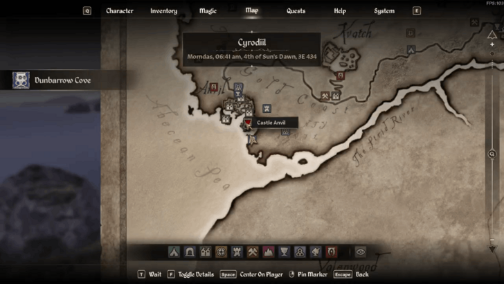 Dunbarrow Cove Starting Location Map