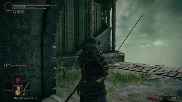 Exit the building and climb the stairs