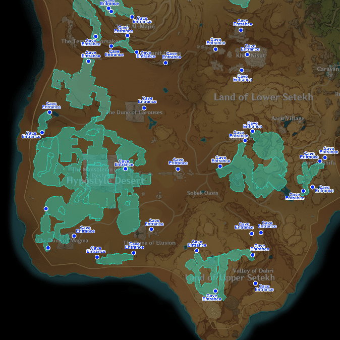 Genshin Impact - Great Red Sand Desert Cave Entrances