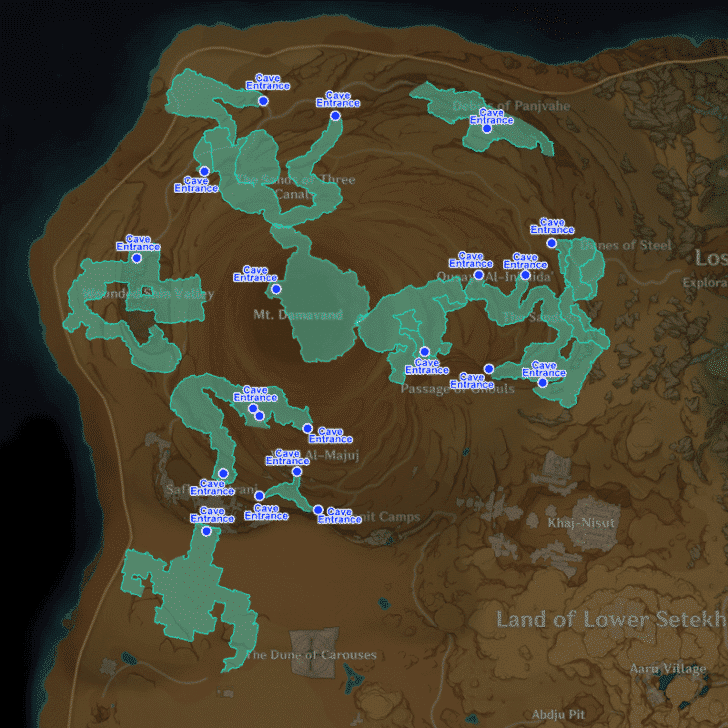 Genshin Impact - Hadramaveth Desert Cave Entrance Map