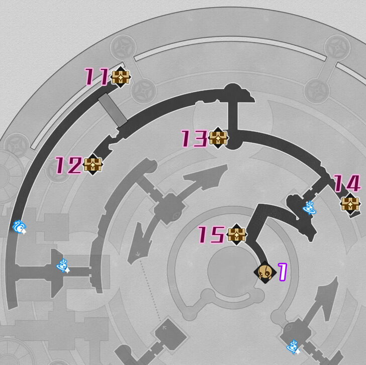 HSR - Cloudedge Bastion Ruins F1 Chest Map