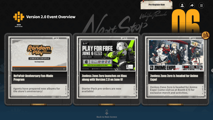 Version 2.0 Event Overview