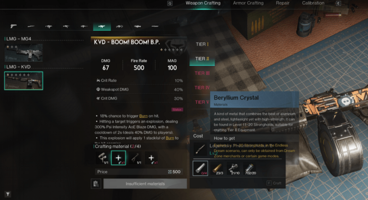 Craft Tier 2 Armor and Weapon