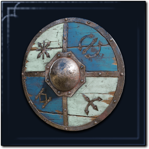 Blue-White Wooden Shield Icon