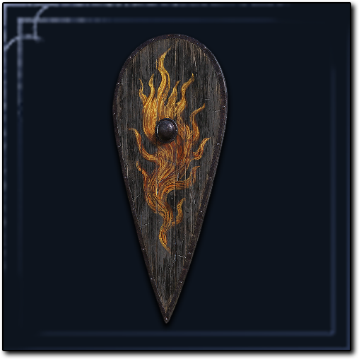 Flame Crest Wooden Shield Icon
