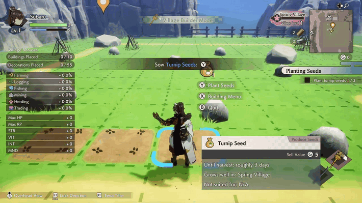 Rune Factory: Guardians of Azuma - Plant turnip seeds