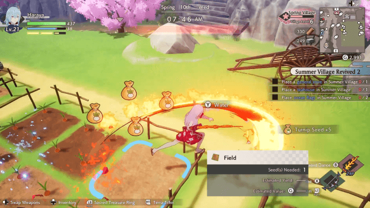 Using Sacred Sword on Crops