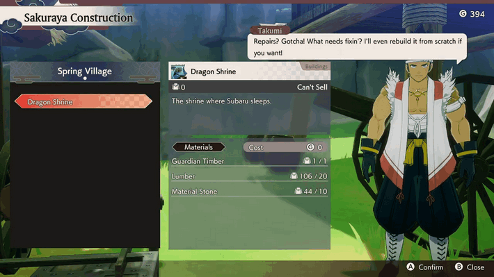 Rune Factory: Guardians of Azuma - Ask Takumi to fix the Dragon Shrine