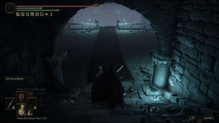 Enter the room with the carpeted walkway