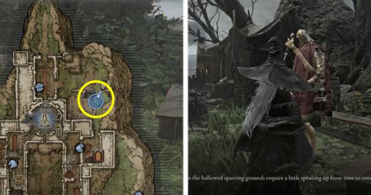 Speak to the Iron Menial at the Sparring Grounds