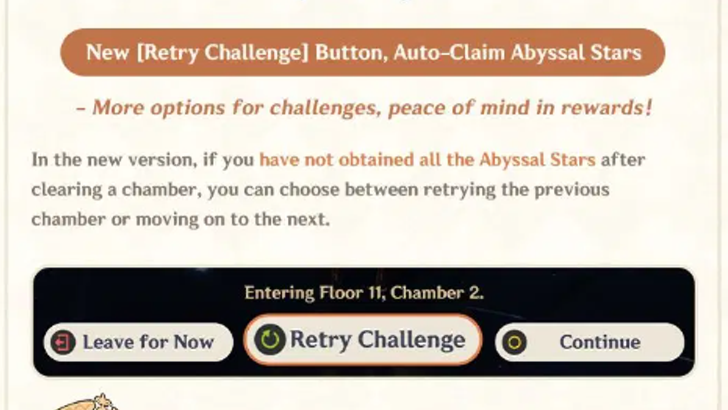 Genshin - 5.7 Retry Challenge Button Feature