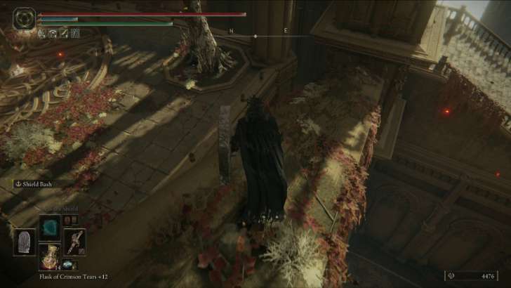 Head north and jump on the beam at the end