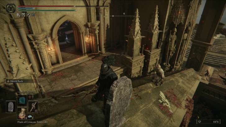 Go up the beam and jump on the platform