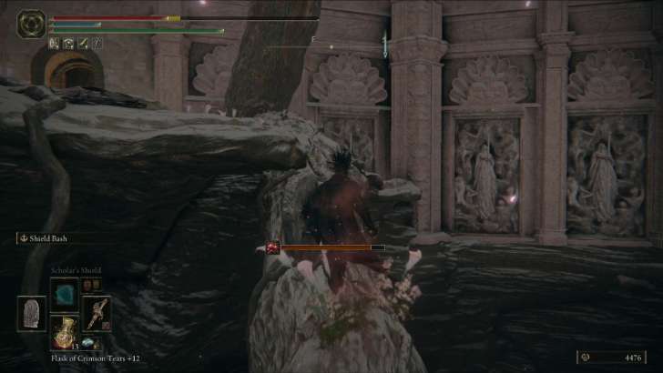 Jump on the second branch and head into the room