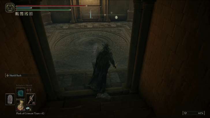 Jump down one floor and enter the lift