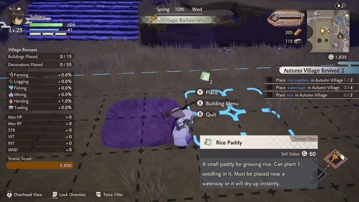 Rune Factory: Guardians of Azuma - Place Rice Paddies