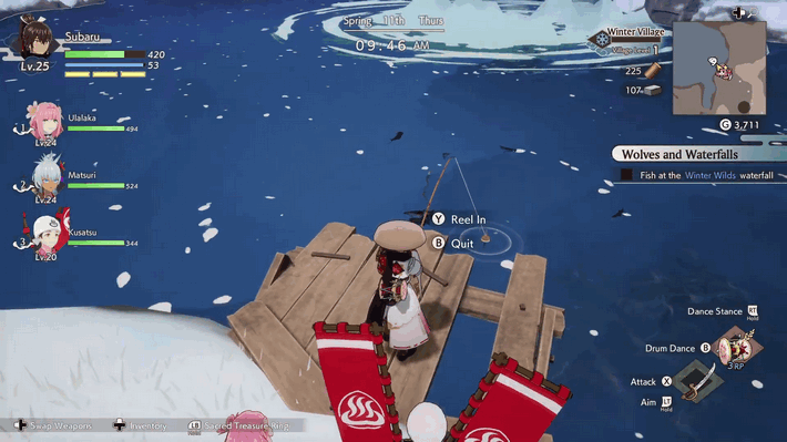 Rune Factory: Guardians of Azuma - Fish at the Waterfall