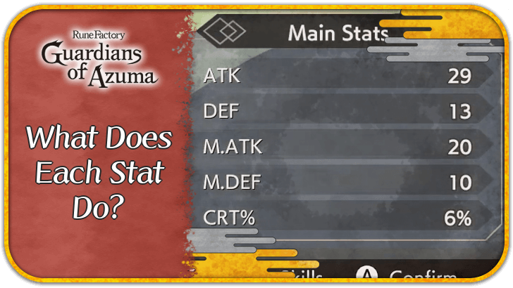 Rune Factory: Guardians of Azuma - What Does Each Stat Do