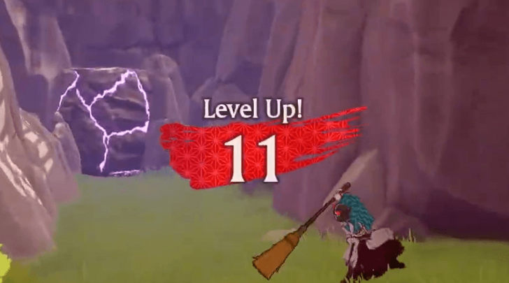 The player reaches Level 11 and a red notification pops up