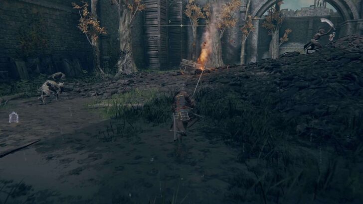 Take the lift and head out to the courtyard