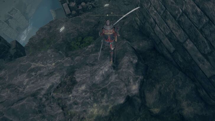 Jump down the rocky area