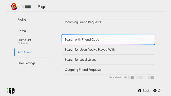 Mario Kart World - Search with Friend Code