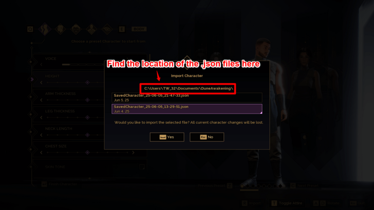 Locate Character Files