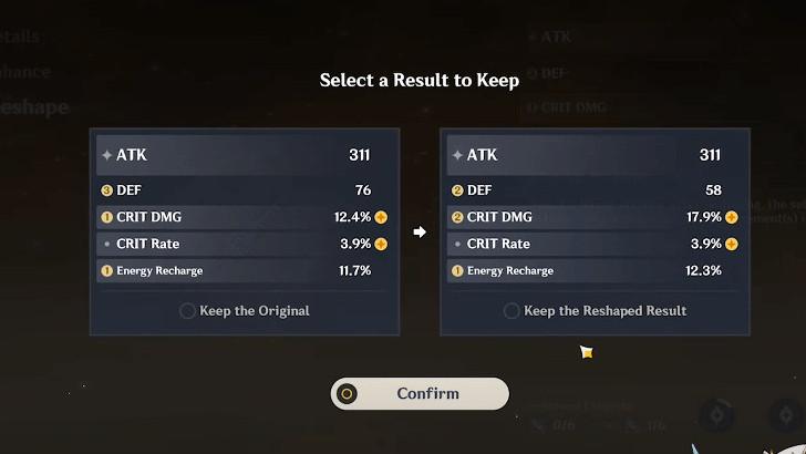Genshin - Dust of Enlightenment Reroll Guide Result