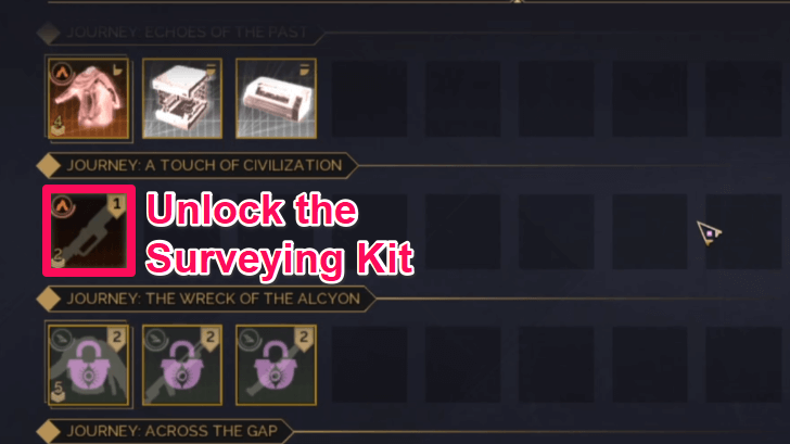 Surveying Kit in Research Tab