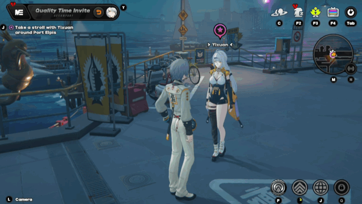 Meet up with Yixuan at Port Elpis mode:show